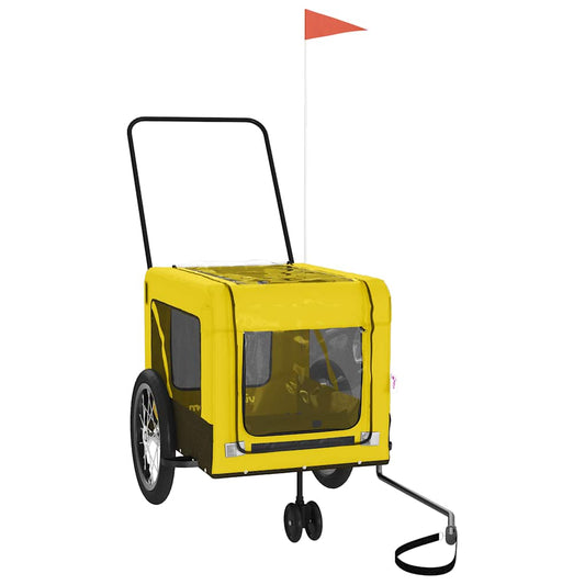 Pet Bike Trailer Yellow and Black Oxford Fabric and Iron Pet Bike Trailer Yellow and Black Oxford Fabric and Iron