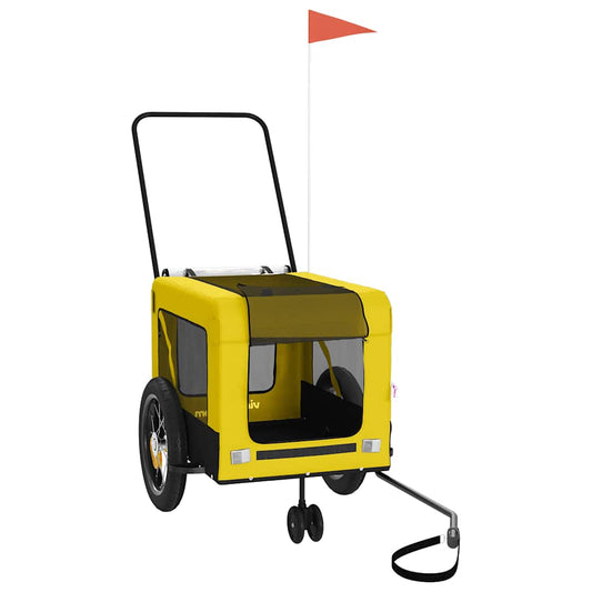 Pet Bike Trailer Yellow and Black Oxford Fabric and Iron Pet Bike Trailer Yellow and Black Oxford Fabric and Iron