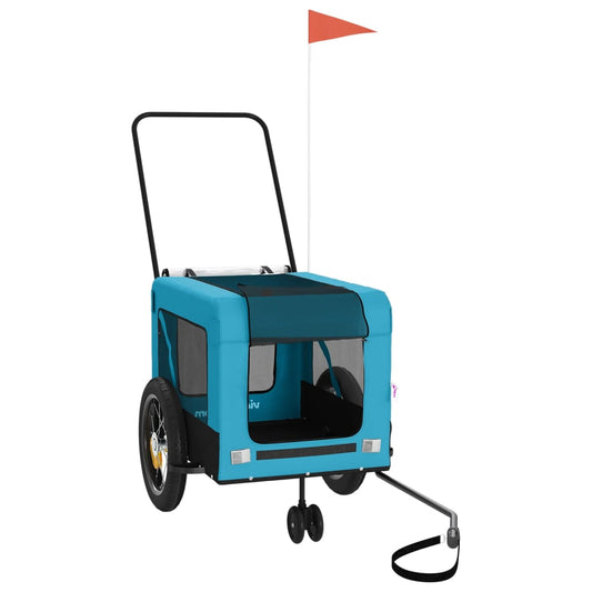 Pet Bike Trailer Blue and Black Oxford Fabric and Iron Pet Bike Trailer Blue and Black Oxford Fabric and Iron