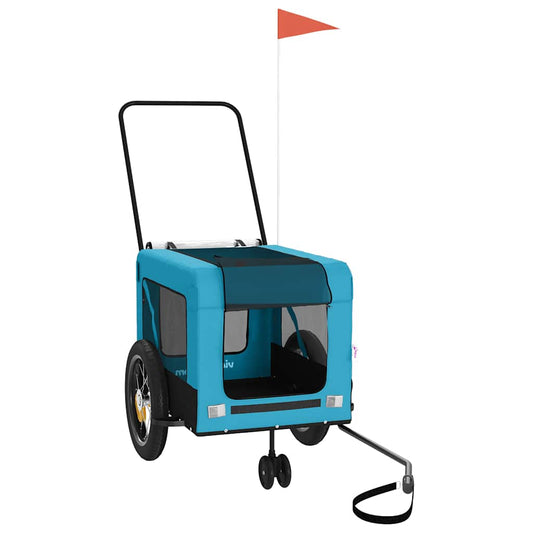 Pet Bike Trailer Blue and Black Oxford Fabric and Iron Pet Bike Trailer Blue and Black Oxford Fabric and Iron