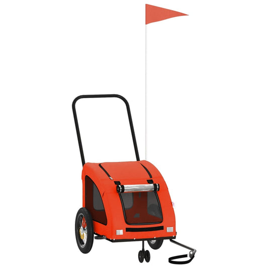Pet Bike Trailer Orange and Grey Oxford Fabric and Iron Pet Bike Trailer Orange and Grey Oxford Fabric and Iron