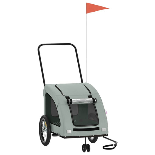 Pet Bike Trailer Grey Oxford Fabric and Iron Pet Bike Trailer Grey Oxford Fabric and Iron