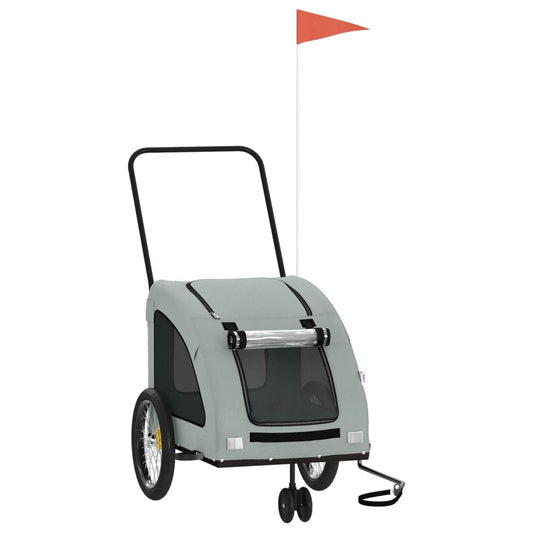 Pet Bike Trailer Grey Oxford Fabric and Iron Pet Bike Trailer Grey Oxford Fabric and Iron