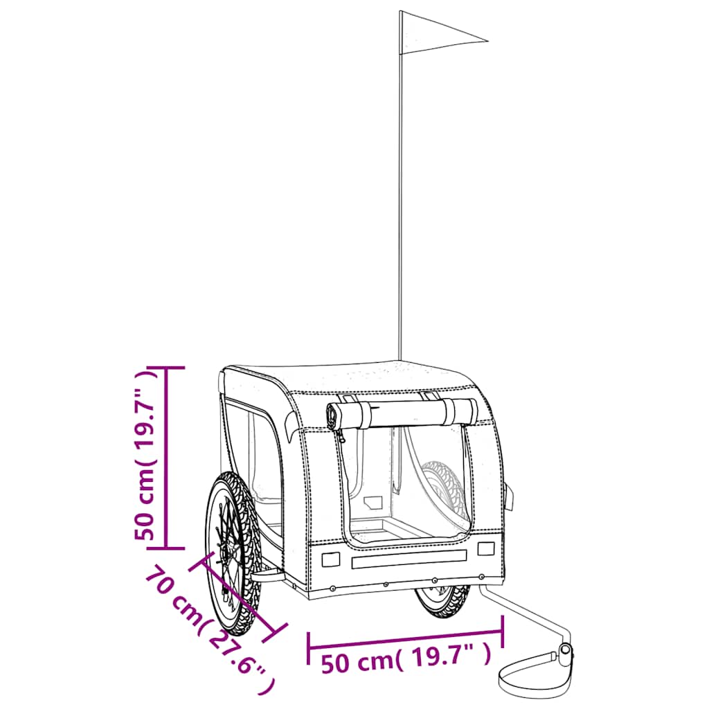 Pet Bike Trailer Grey and Black Oxford Fabric and Iron