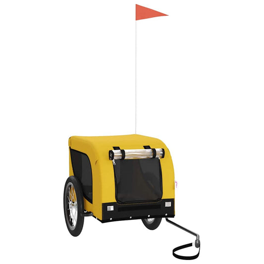 Pet Bike Trailer Yellow and Black Oxford Fabric and Iron Pet Bike Trailer Yellow and Black Oxford Fabric and Iron