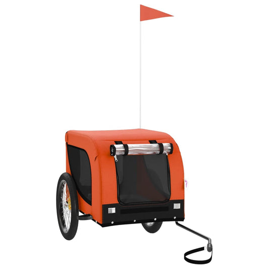 Pet Bike Trailer Orange and Black Oxford Fabric and Iron Pet Bike Trailer Orange and Black Oxford Fabric and Iron