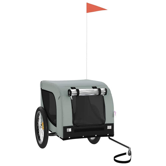 Pet Bike Trailer Grey and Black Oxford Fabric and Iron Pet Bike Trailer Grey and Black Oxford Fabric and Iron