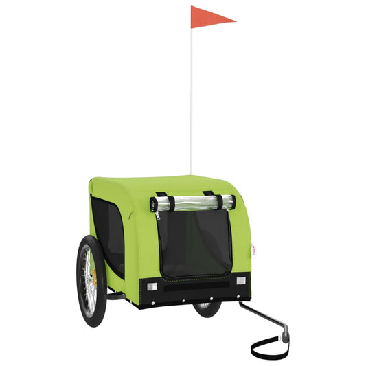 Pet Bike Trailer Green and Black Oxford Fabric and Iron Pet Bike Trailer Green and Black Oxford Fabric and Iron