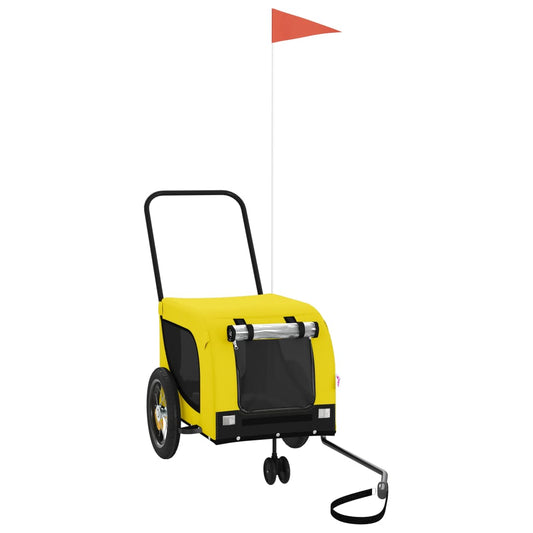 Pet Bike Trailer Yellow and Black Oxford Fabric and Iron Pet Bike Trailer Yellow and Black Oxford Fabric and Iron