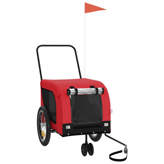 Pet Bike Trailer | Red and black | Oxford fabric, iron, PVC | Medium Pet Bike Trailer | Red and black | Oxford fabric, iron, PVC | Medium