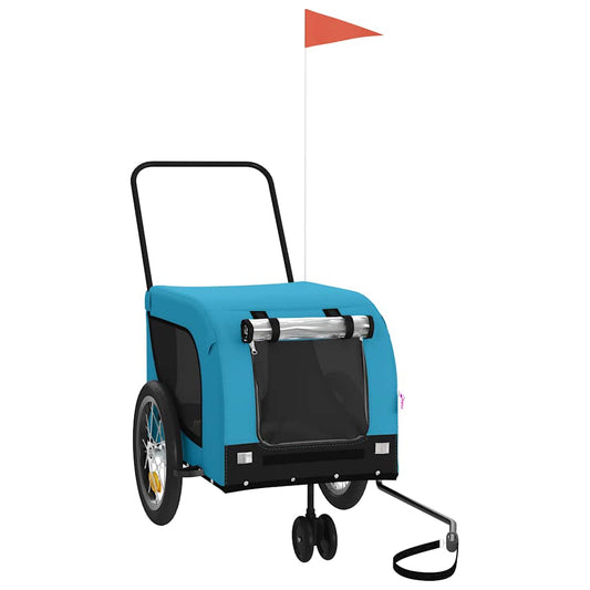 Pet Bike Trailer Blue and Black Oxford Fabric and Iron Pet Bike Trailer Blue and Black Oxford Fabric and Iron