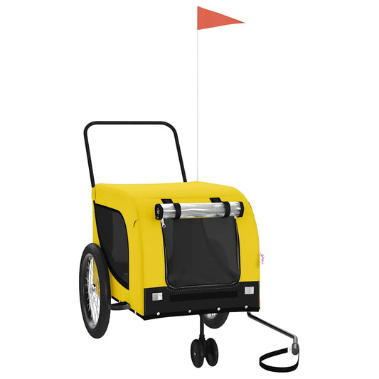 Pet Bike Trailer Yellow and Black Oxford Fabric and Iron Pet Bike Trailer Yellow and Black Oxford Fabric and Iron