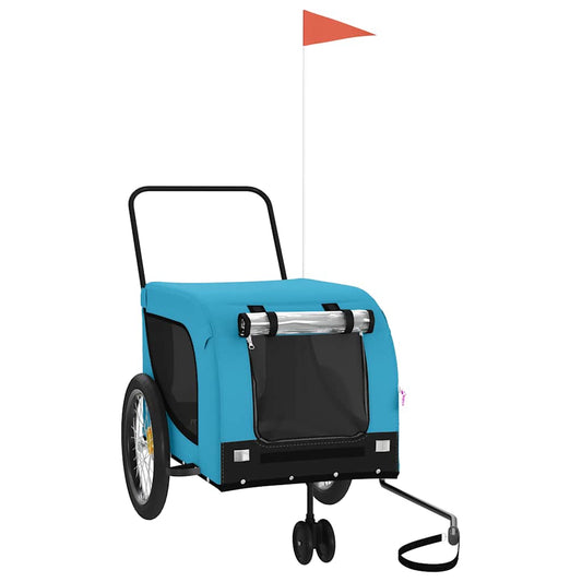 Pet Bike Trailer Blue and Black Oxford Fabric and Iron Pet Bike Trailer Blue and Black Oxford Fabric and Iron