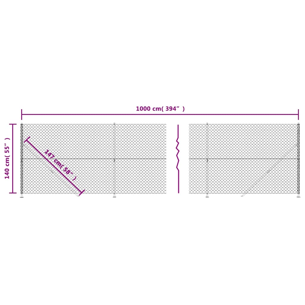 Chain Link Fence with Flange Green 1,4x10 m