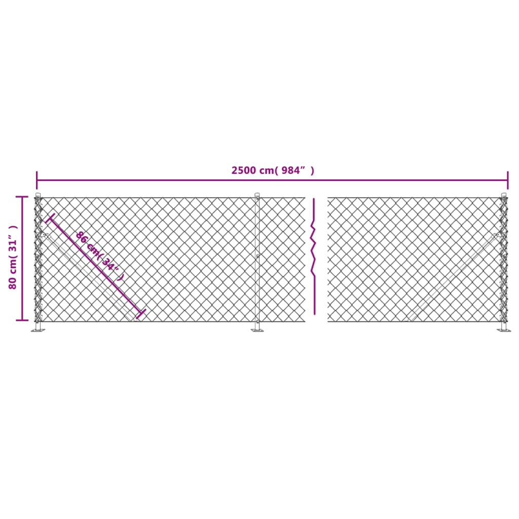 Chain Link Fence with Flange Green 0,8x25 m
