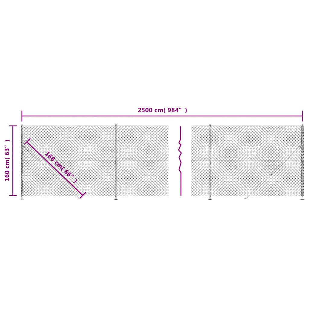 Chain Link Fence with Flange Green 1,6x25 m