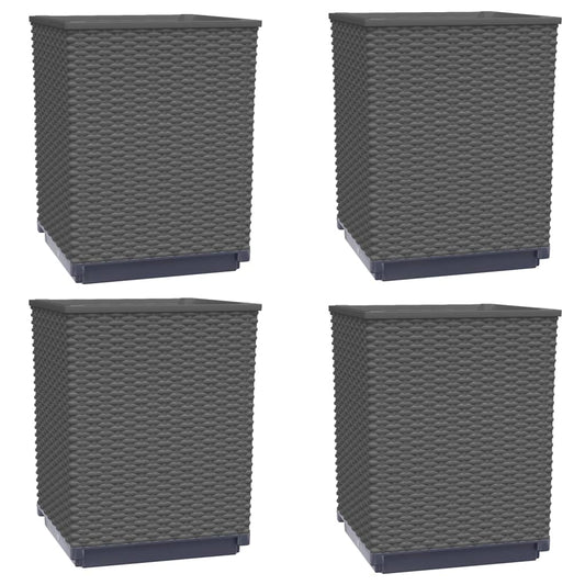 Planters 4 pcs Black 30x30x37 cm Polypropylene Planters 4 pcs Black 30x30x37 cm Polypropylene