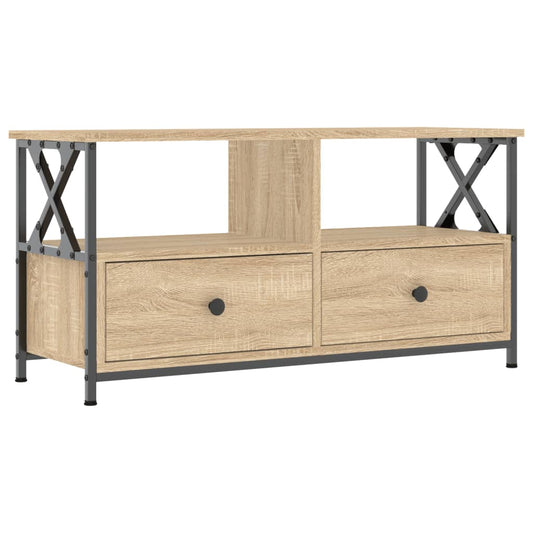 TV Cabinet Sonoma Oak 90x33x45 cm Engineered Wood&Iron TV Cabinet Sonoma Oak 90x33x45 cm Engineered Wood&Iron