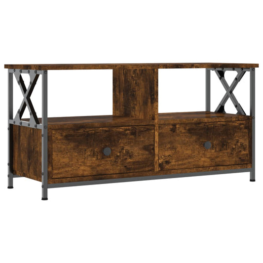 TV Cabinet Smoked Oak 90x33x45 cm Engineered Wood&Iron TV Cabinet Smoked Oak 90x33x45 cm Engineered Wood&Iron