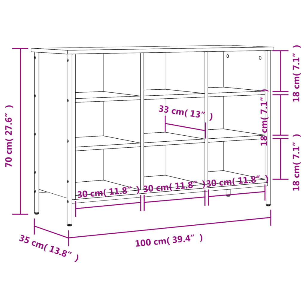 Shoe Cabinet Smoked Oak 9 compartments