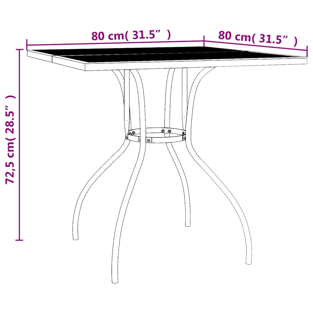 Garden Table Anthracite 80x80x72,5 cm Steel Mesh