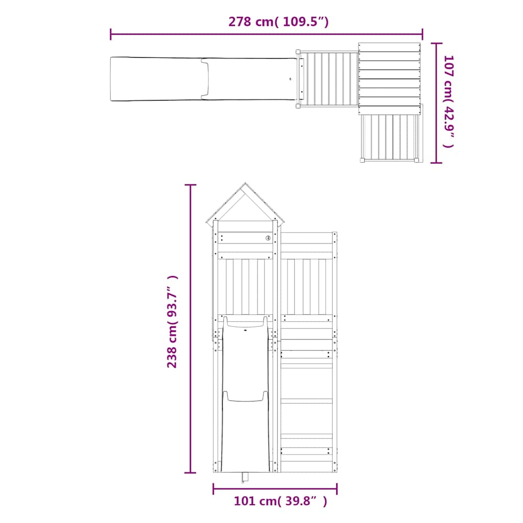 Outdoor Playset | Natural Wood | Solid Douglas Wood | Large | Durable