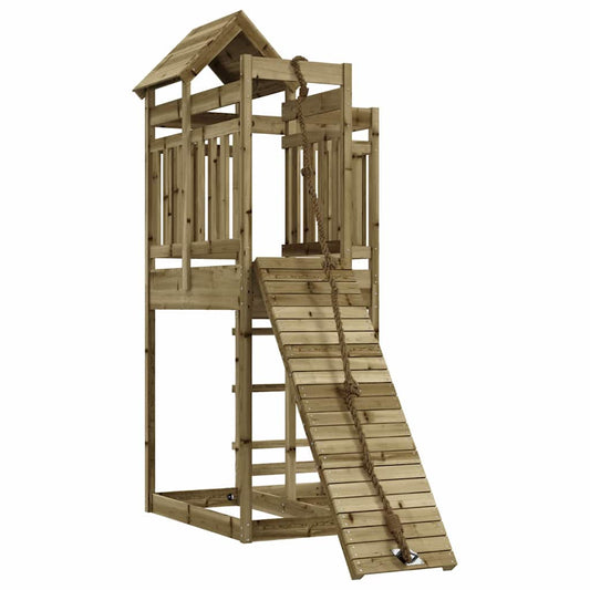 Playhouse with Climbing Wall Impregnated Wood Pine Playhouse with Climbing Wall Impregnated Wood Pine