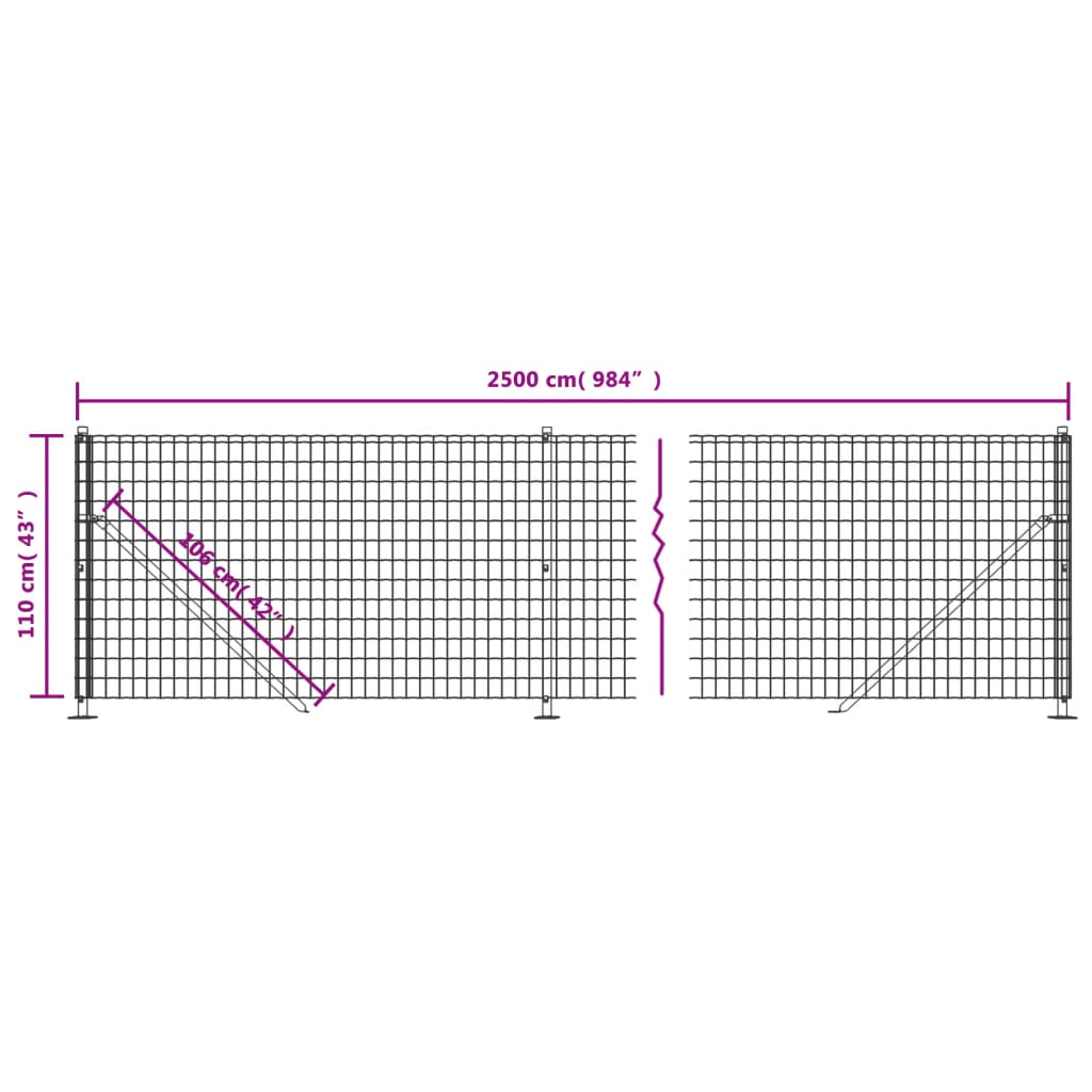 Wire Mesh Fence with Flange Green 1,1x25 m