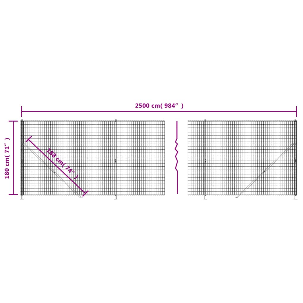 Wire Mesh Fence with Flange Green 1,8x25 m