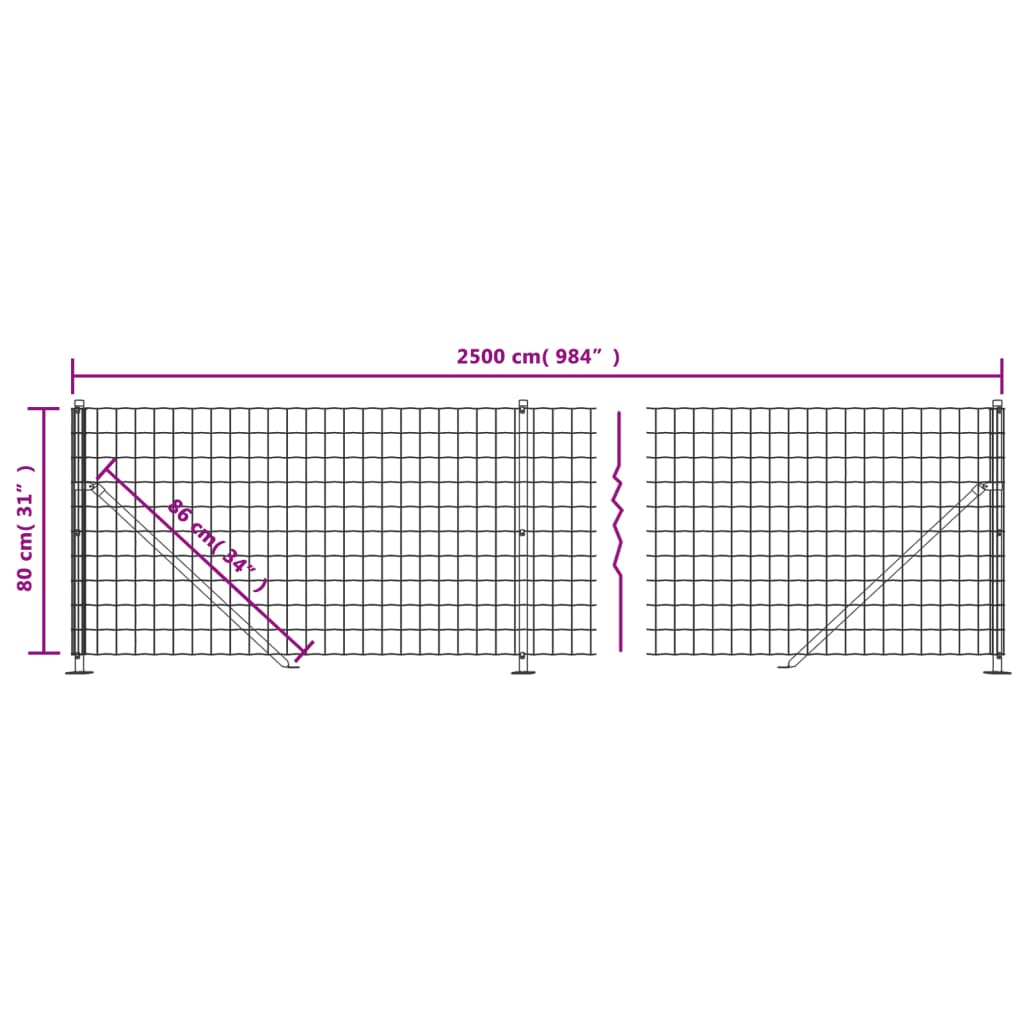 Wire Mesh Fence with Flange Green 0,8x25 m