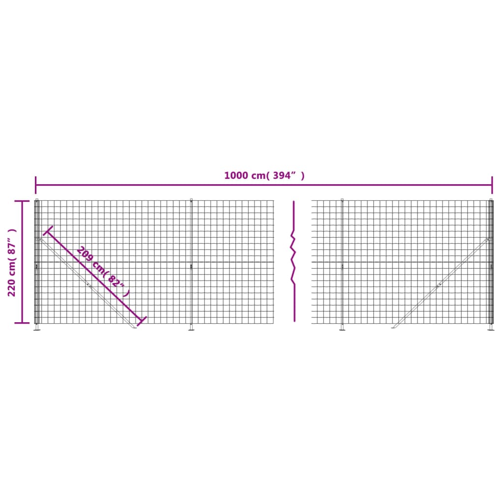 Wire Mesh Fence with Flange Green 2,2x10 m