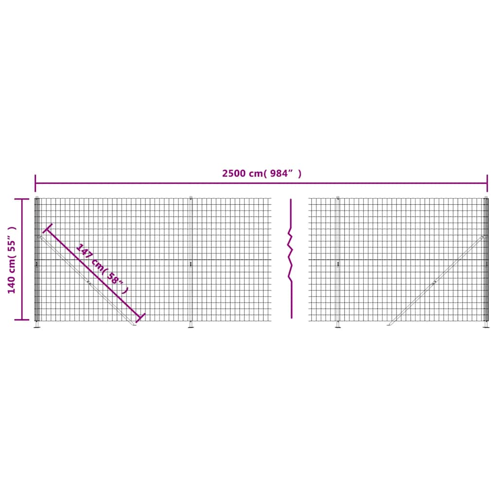 Wire Mesh Fence with Flange Anthracite 1,4x25 m