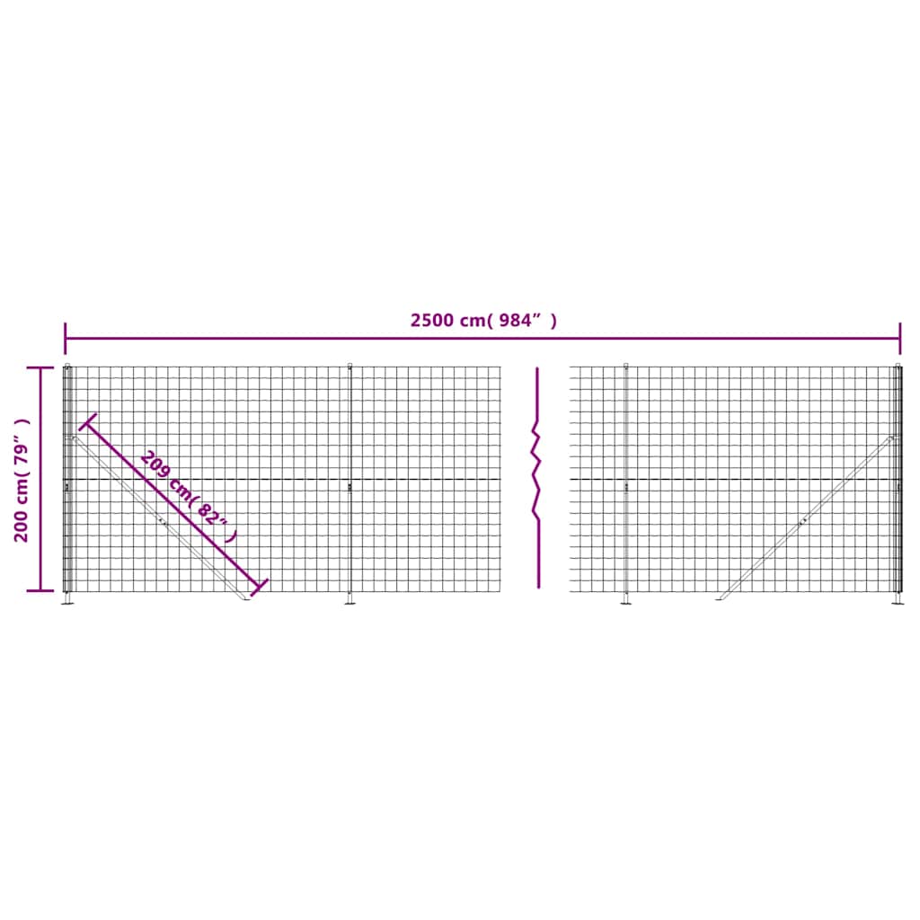 Wire Mesh Fence with Flange Anthracite 2x25 m