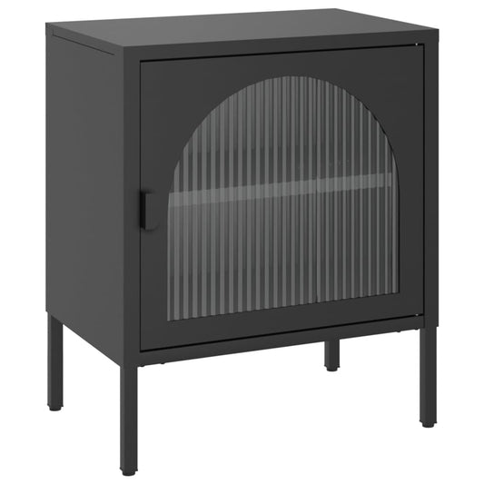 Nightstand Black 50x35x60 cm Glass and Steel Nightstand Black 50x35x60 cm Glass and Steel