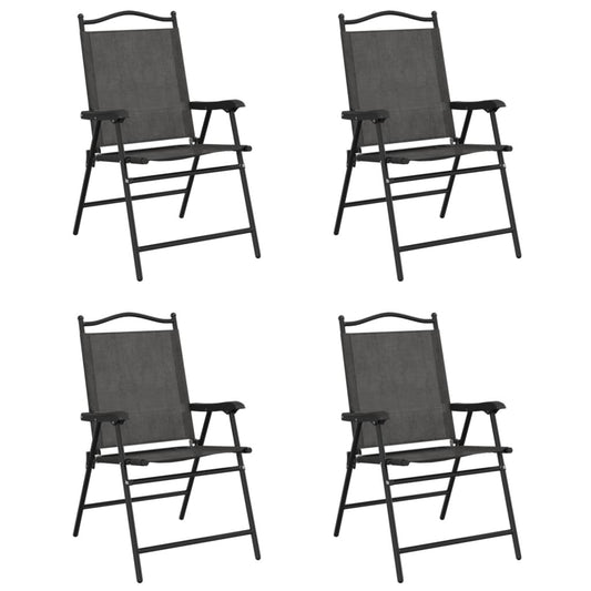 Folding Garden Chairs 4 pcs Melange Grey Steel and Textilene Folding Garden Chairs 4 pcs Melange Grey Steel and Textilene