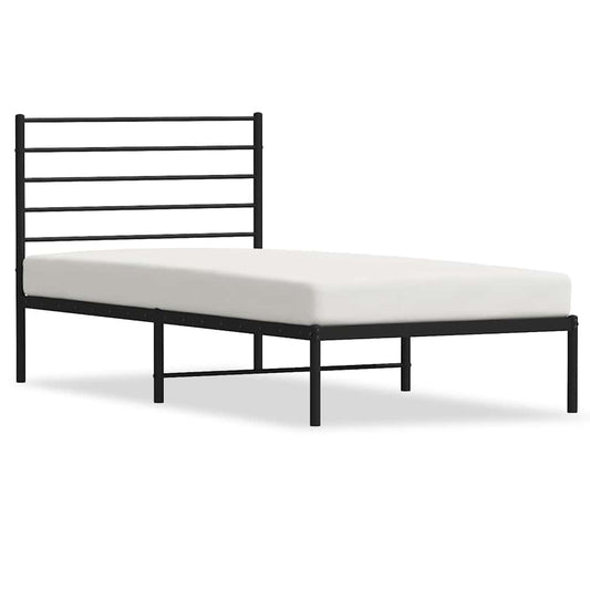 Metal Bed Frame without Mattress with Headboard Black 100x200cm Metal Bed Frame without Mattress with Headboard Black 100x200cm