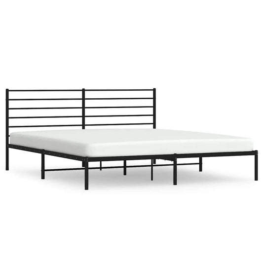 Metal Bed Frame without Mattress with Headboard Black 200x200cm Metal Bed Frame without Mattress with Headboard Black 200x200cm