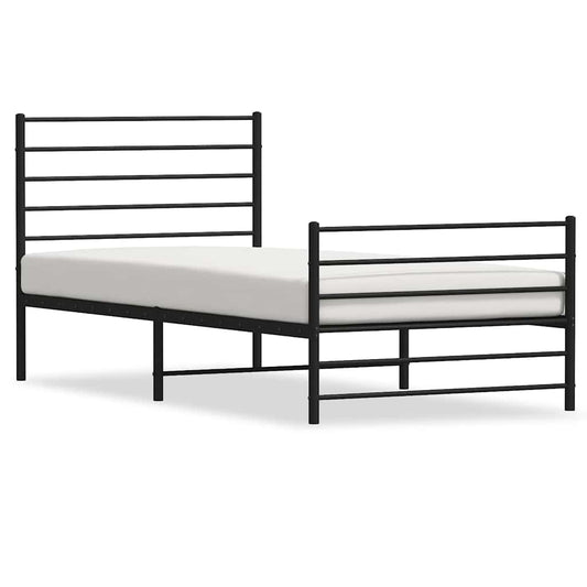 Metal Bed Frame without Mattress with Footboard Black 80x200cm Metal Bed Frame without Mattress with Footboard Black 80x200cm
