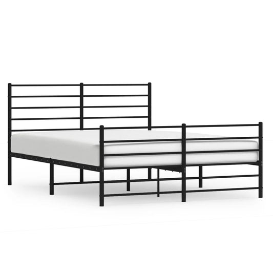 Metal Bed Frame without Mattress with Footboard Black 120x200cm Metal Bed Frame without Mattress with Footboard Black 120x200cm