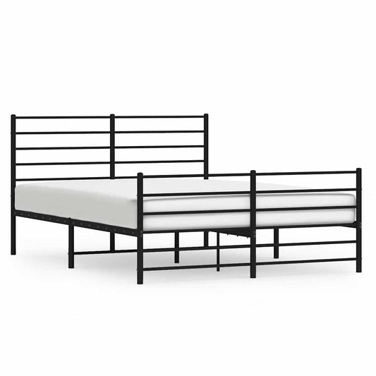 Metal Bed Frame without Mattress with Footboard Black 135x190cm Metal Bed Frame without Mattress with Footboard Black 135x190cm