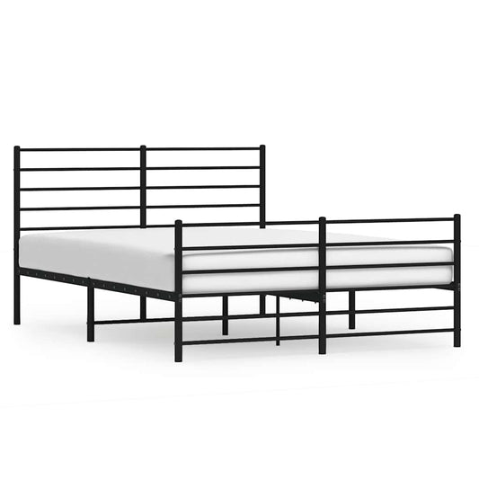 Metal Bed Frame without Mattress with Footboard Black 150x200cm Metal Bed Frame without Mattress with Footboard Black 150x200cm