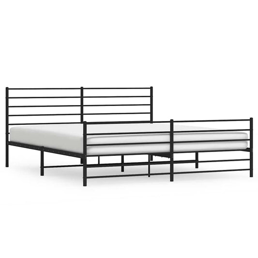 Metal Bed Frame without Mattress with Footboard Black 183x213cm Metal Bed Frame without Mattress with Footboard Black 183x213cm