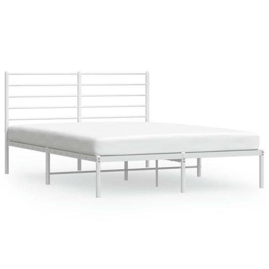 Metal Bed Frame without Mattress with Headboard White 120x190cm Metal Bed Frame without Mattress with Headboard White 120x190cm