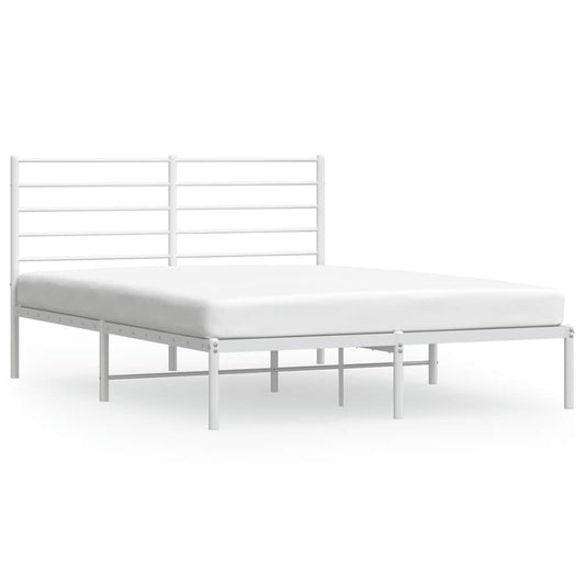 Metal Bed Frame without Mattress with Headboard White 120x200cm Metal Bed Frame without Mattress with Headboard White 120x200cm
