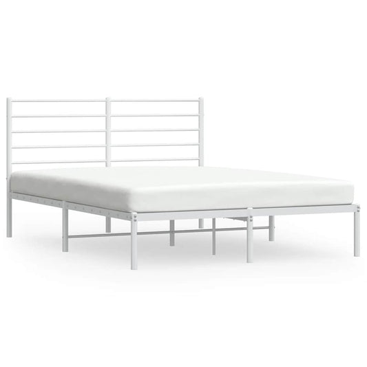 Metal Bed Frame without Mattress with Headboard White 150x200cm Metal Bed Frame without Mattress with Headboard White 150x200cm