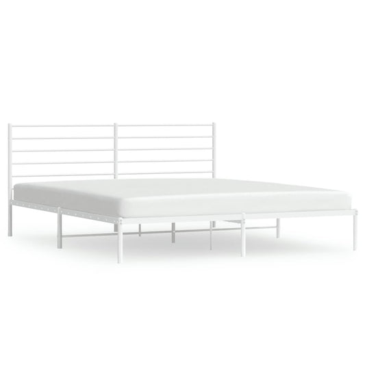Metal Bed Frame without Mattress with Headboard White 180x200cm Metal Bed Frame without Mattress with Headboard White 180x200cm