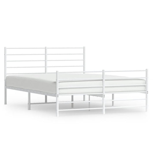 Metal Bed Frame without Mattress with Footboard White 120x200cm Metal Bed Frame without Mattress with Footboard White 120x200cm