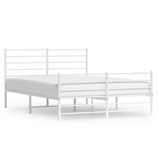 Metal Bed Frame without Mattress with Footboard White 140x200cm Metal Bed Frame without Mattress with Footboard White 140x200cm