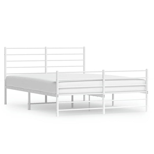 Metal Bed Frame without Mattress with Footboard White 150x200cm Metal Bed Frame without Mattress with Footboard White 150x200cm