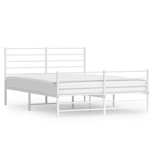 Metal Bed Frame without Mattress with Footboard White 160x200cm Metal Bed Frame without Mattress with Footboard White 160x200cm